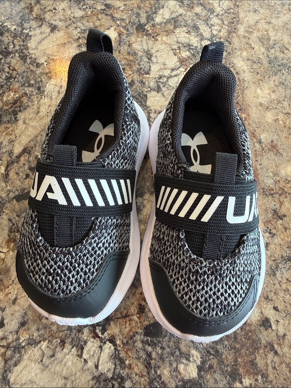 Under Armour Kids Black & White Slip-On Athletic Sneakers